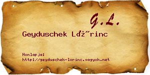 Geyduschek Lőrinc névjegykártya